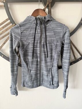 lululemon  Gray scuba Striped Full-Zip Hoodie